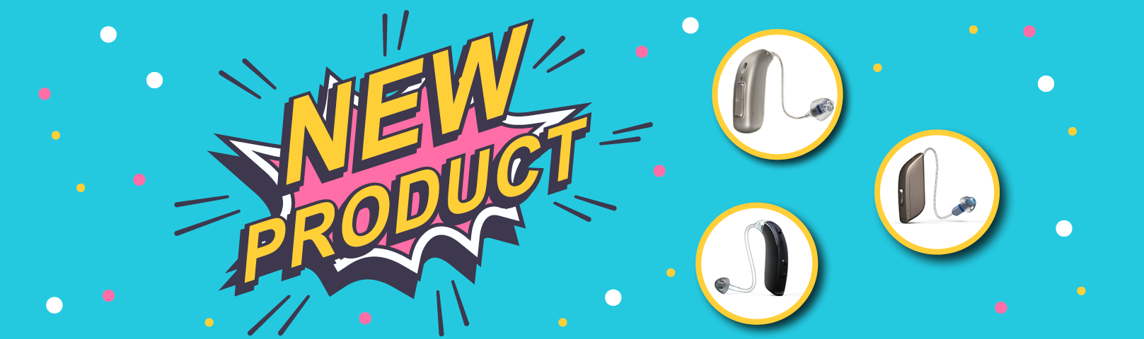 The words NEW PRODUCT blasting through the bright blue background they're sitting on leaving a hot pink blast mark behind