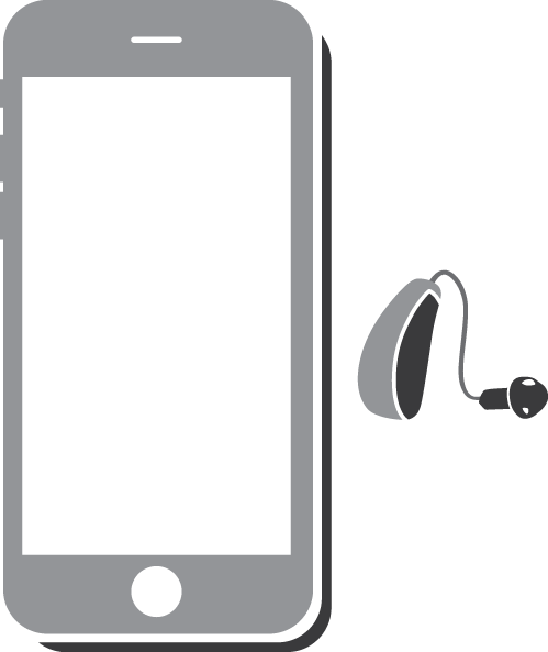 A graphic showing an iPhone next to an in-ear headphone.